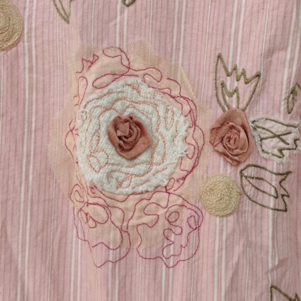 Merona Pink Knee-Length Striped Embroidered A-Line Skirt 4 - Picture 3 of 8